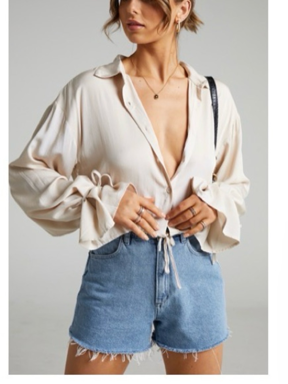 Showpo Button-Front Drawstring Blouse